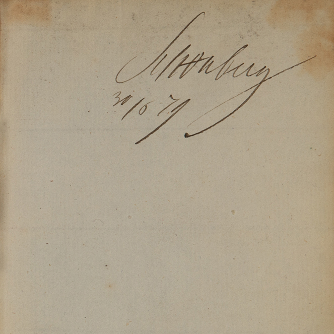 Underskrift på innsiden av boken Aphorismi Hippokratis